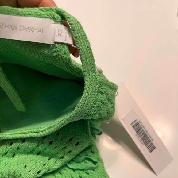 Jonathan Simkhai Bright Green Shireen Engineered Lace Mini Dress NWT XS - Picture 11 of 15